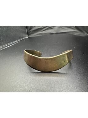 Vintage Mexico Laton Signed Silver Tone Wide Cuff Bracelet Sz 6 17.1mm